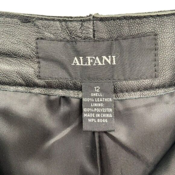Alfani 100%‎ Leather Fully Lined Boot Cut Pants Black Women's Size 12 - Picture 2 of 11